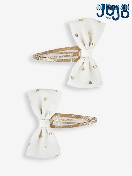 JoJo Maman Bébé Gold 2-Pack Foil Print Bow Clips (357934) | €5.50