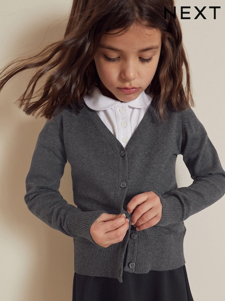 Grey Cotton Rich School V-Neck Cardigan (3-16yrs) (358245) | AED41 - AED66