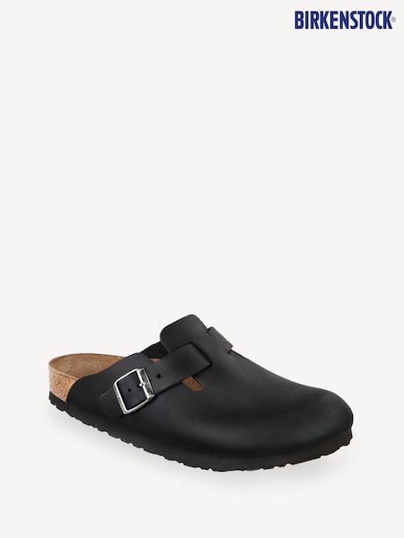 Birkenstock Black Boston Oil Leather Sandals (358409) | €186