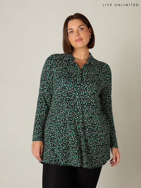 Live Unlimited Green Spot Print Long Sleeve Jersey Shirt (358413) | €13