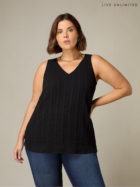 Live Unlimited Black Curve Crochet Knit Vest Top (358533) | €27