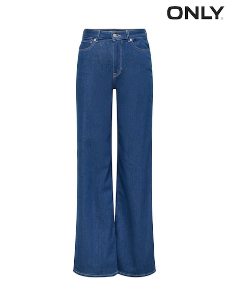 Blau - Only Madison High Waist Wide Leg Jeans In Super Stretch