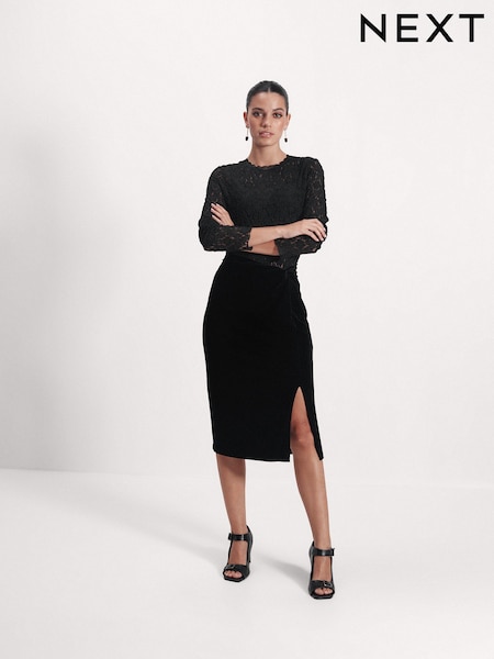Черный - Velvet Gathered Skirt (359196) | €11
