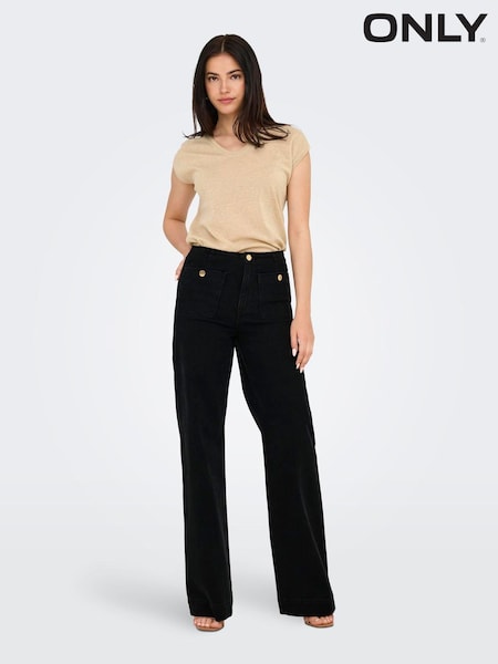 Black - Only High Waist Wide Leg Jeans