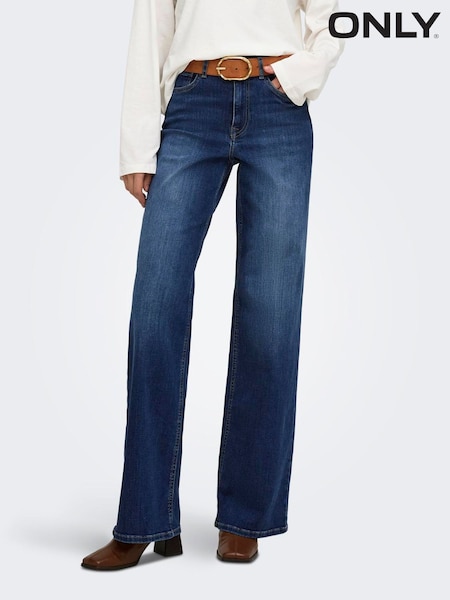 Dark Blue - Only Madison High Waist Super Stretch Wide Leg Jeans