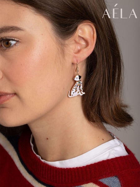 Weiß - Christmas Dalmatian Dog Drop Earrings