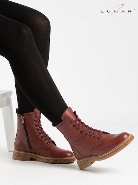 Red - Lunar Venus Leather Ankle Boots