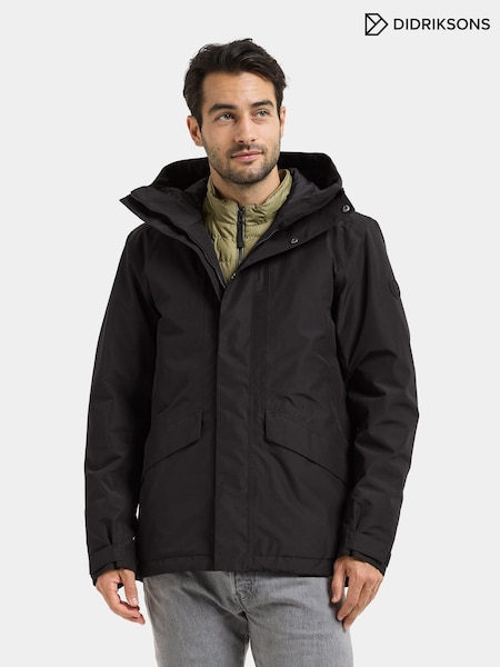 Černý - Regular Didriksons Adam Mens Waterproof Jacket