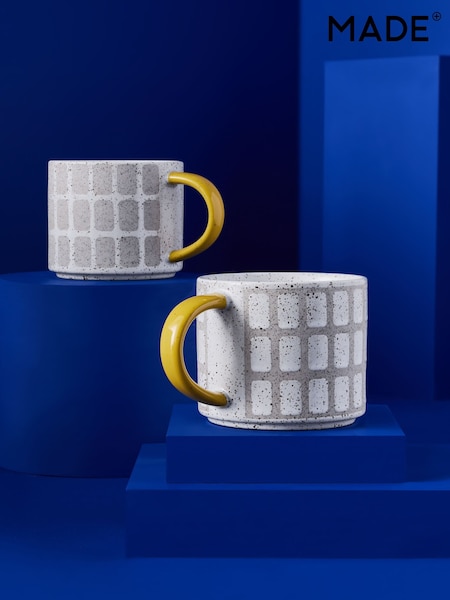 MADE.COM Set of 2 Natural/White/Yellow Joss Mugs (360644) | AED105
