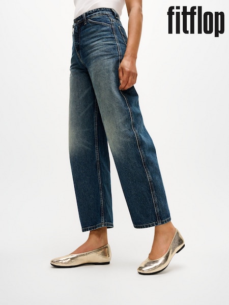 ذهبي - Fitflop Delicato Snake Metallic Ballerinas