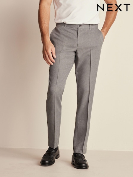 Grey Slim Trimmed Herringbone Textured Trousers (360794) | €7