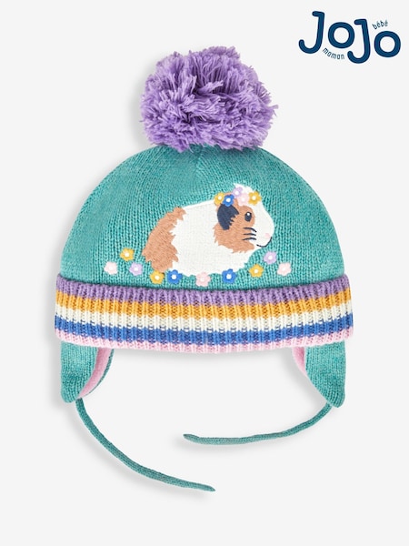JoJo Maman Bébé Green Girls' Guinea Pig Embroidered Hat (361599) | €26