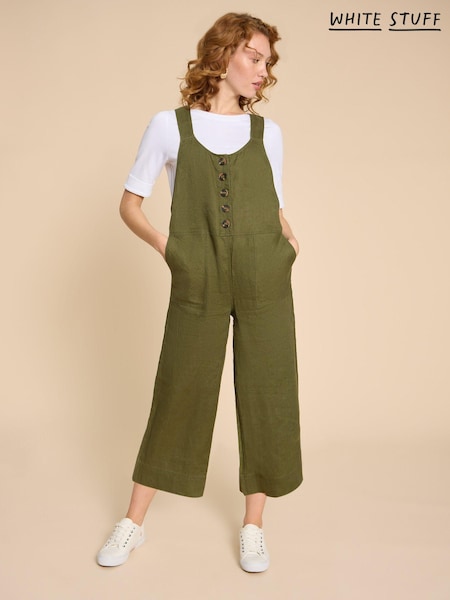 White Stuff Green Viola 100% Linen Dungaree (361673) | €48