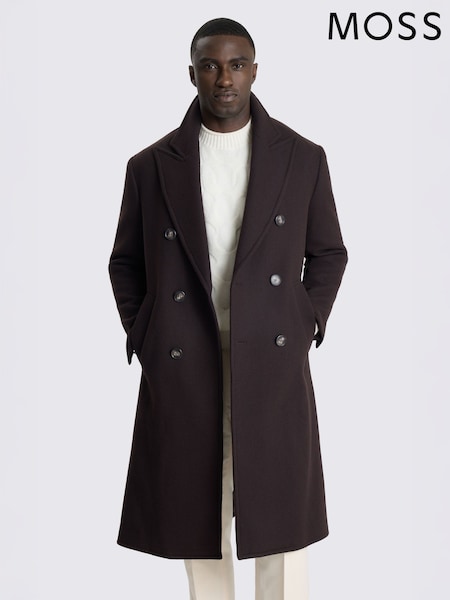 Marrón - Regular Moss Double Breasted Peak Long Coat