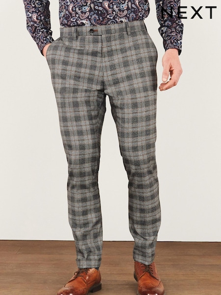 Серый - Облегающий крой - Trimmed Check Suit: Trousers (361981) | €15