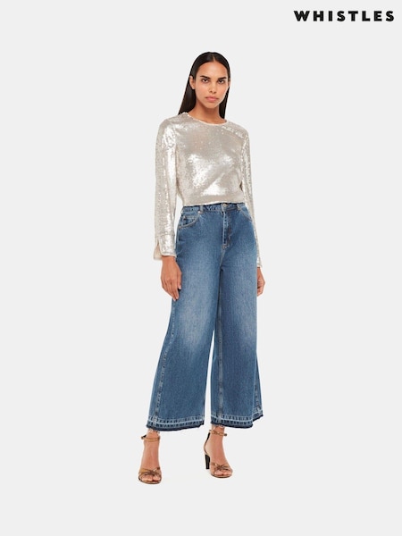 Whistles Silver Sequin Minimal Tunic Top (362274) | €37