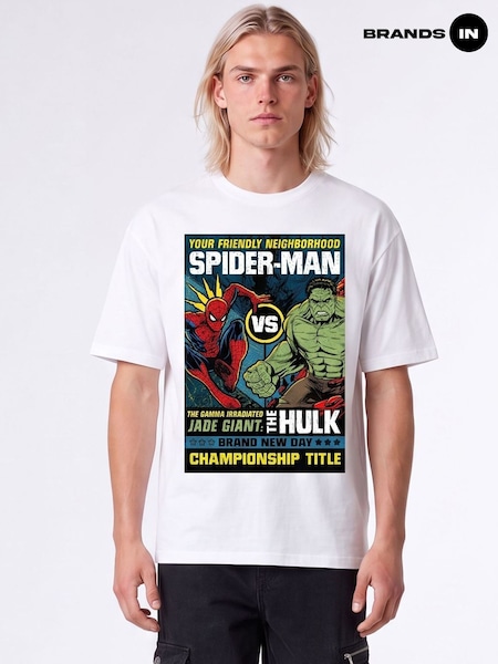 White - Regular Brands In Marvel Spider Man Brand New Day Hulk Cover T-shirt