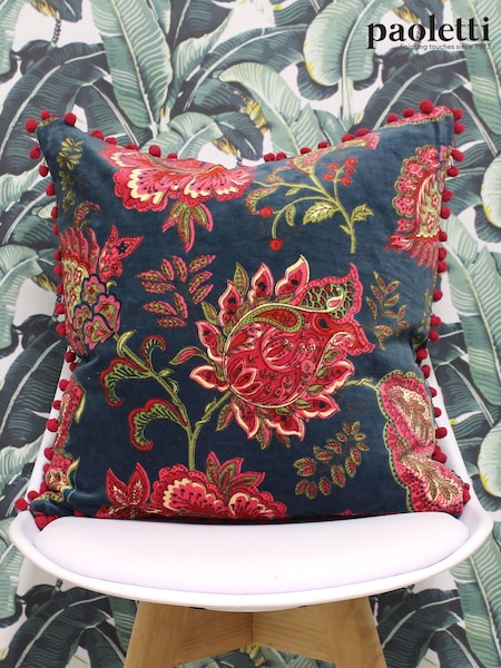 Riva Paoletti Smoke Blue Malisa Paisley Pattern Polyester Filled Cushion (362658) | AED140
