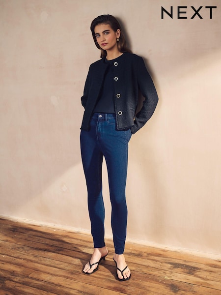 Dark Blue Fly Fasten Jersey Denim Leggings (362671) | €34.50