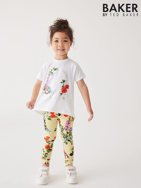 Baker by Ted Baker Yellow Floral 100% Cotton T-Shirt And Leggings Set (363850) | €20 - €23