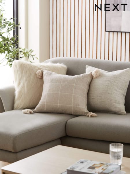 Natural Windowpane Check Cushion (363852) | €16