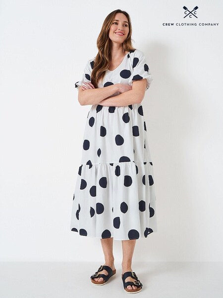 Crew Clothing Company White Spot Cotton Flared Dress (363991) | €22
