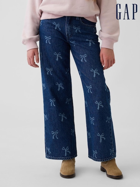 Dark Wash Bow - Gap Low Rise Stride Wide-leg Jeans (5-13yrs)
