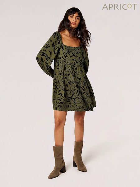 Apricot Green Brushstroke Floral Babydoll Dress (364586) | €21.50