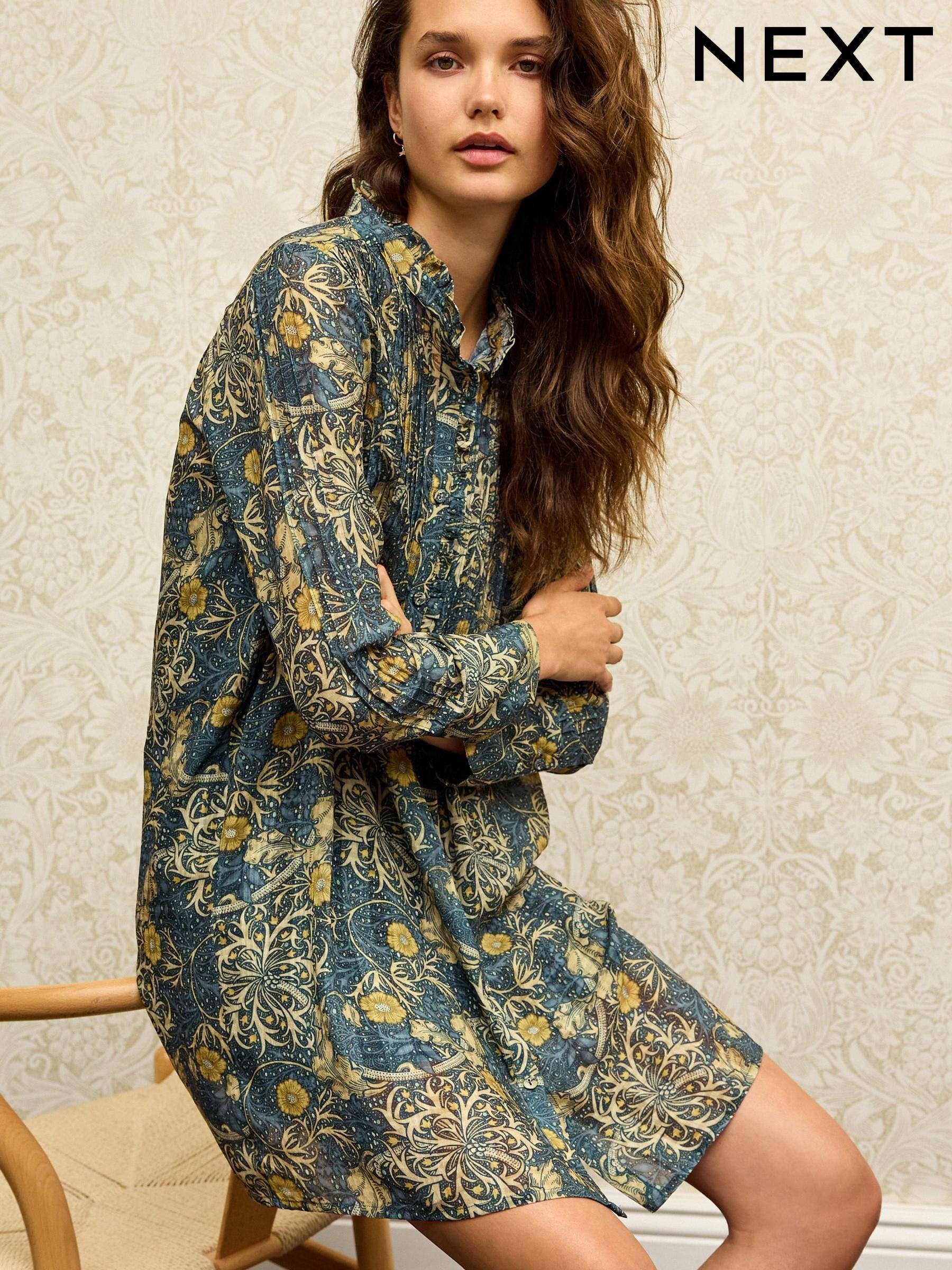 Women s Sale Summer Dress Long Sleeve William Morris x Next Dresses Next Luxembourg