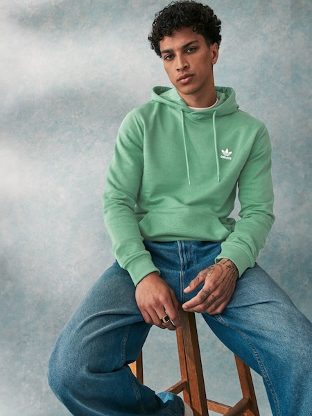 Verde - adidas originals 100% Cotton Trefoil Esențiale Hanorac cu glugă (364868) | 208 LEI
