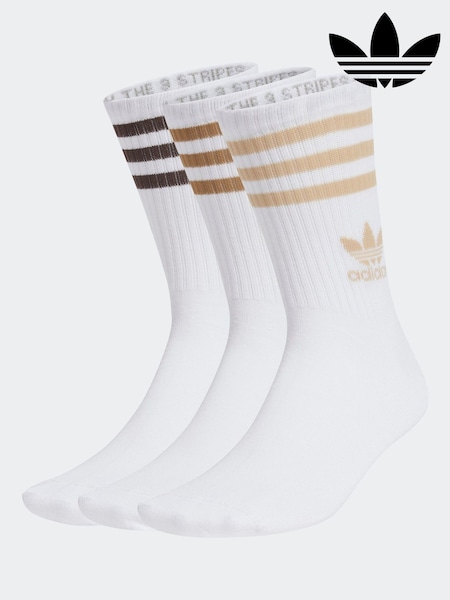 adidas Originals White Off 3 Pack Mid Cut Crew Socks 3 Pack (365695) | AED35