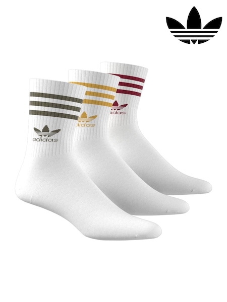 adidas Originals Cream White Mid Cut Crew Socks 3 Pack (365738) | €15.50