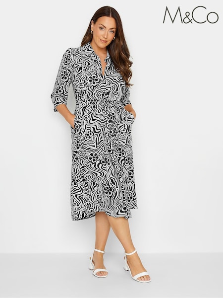 Черный - M&Co Button Through Tie Belt Dress (366444) | €10