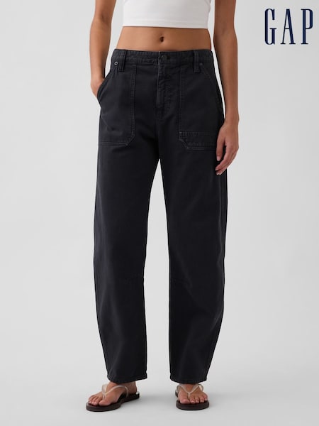Noir - Gap Mid Rise Barrel Utility Ankle Trousers