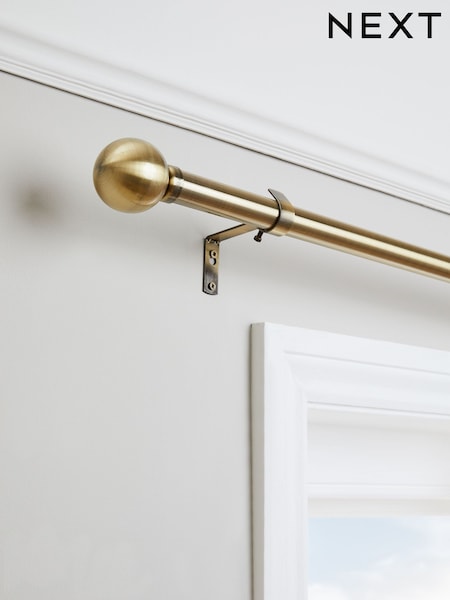 Antique Brass Ball Finial Extendable Curtain 28mm Pole Kit (367110) | €46 - €79