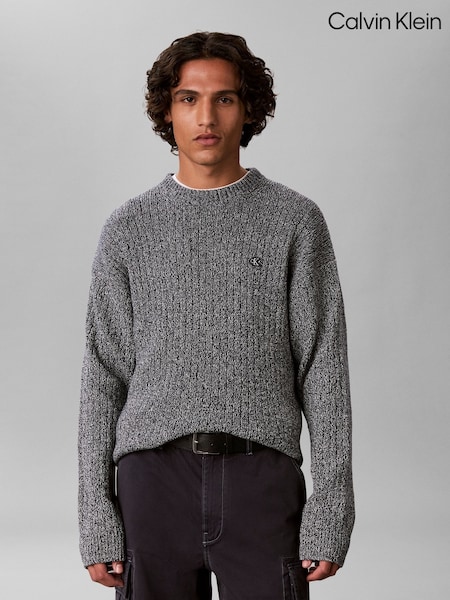 Grey - Regular Calvin Klein Cotton Ribbed Jumper