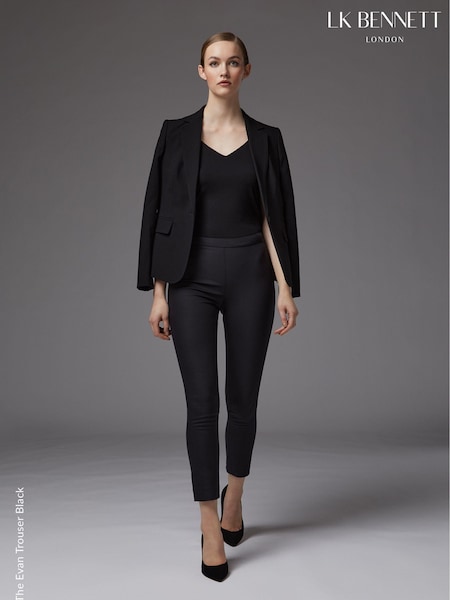 LK Bennett Black Slim Crepe Evan Cut Trousers (368457) | €178
