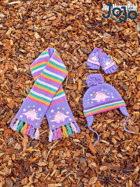 JoJo Maman Bébé Lilac Pretty Dinosaur Striped Scarf (368576) | €26