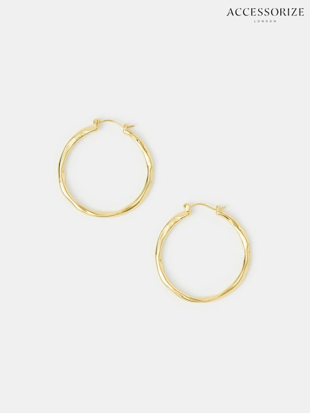 Алтын - Accessorize 14ct Plated Molten Hoop Earrings