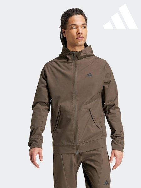 adidas Brown Designed for Training COLD.RDY Full-Zip Hoodie (369329) | 210 QAR