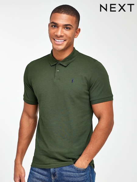 Green Dark Khaki Regular Fit Short Sleeve Pique Polo Shirt (369455) | €8