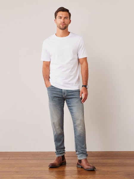 White Regular Fit Essential Crew Neck Cotton T-Shirt (369510) | SGD 14