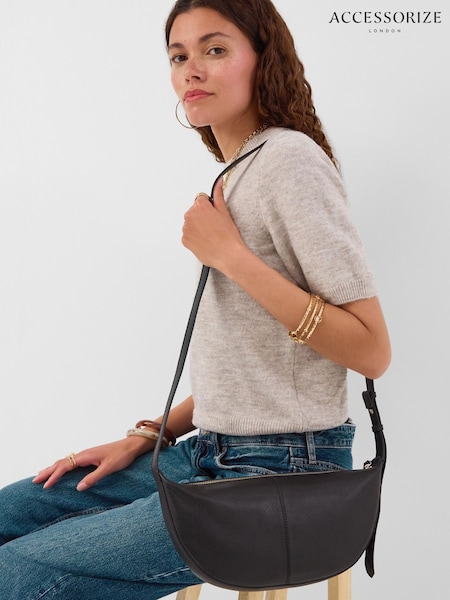 أسود - حقيبة تُعلَّق حول الجسم من الجلد من Accessorize