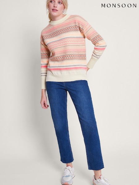 Monsoon Pink Fawn Fairisle Pattern Jumper (370012) | €25