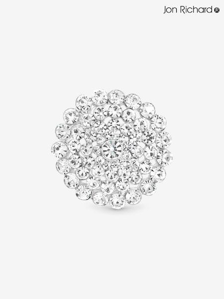 فضي - Jon Richard Rhodium And Crystal Statement Brooch