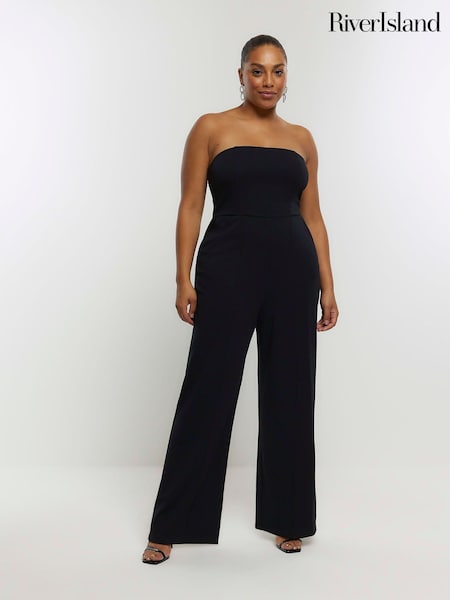 River Island Black Plus Bardot Corset Jumpsuit (370737) | €25