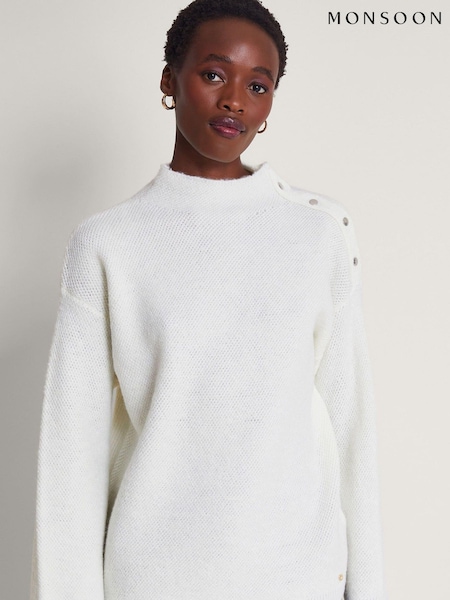Monsoon White Button Billie Jumper (370758) | €35
