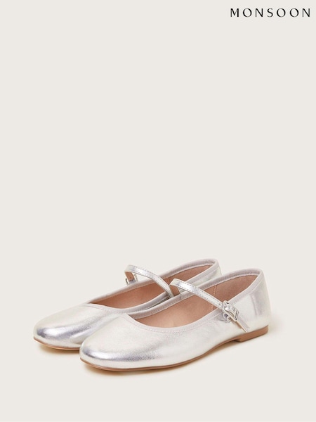 Monsoon Silver Plain Ballet Flats (370815) | €72
