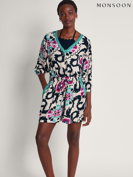 Monsoon Black Print Avelle Playsuit (370945) | AED99