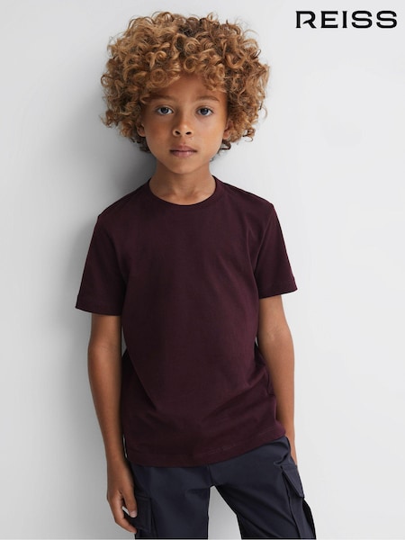 Reiss Bordeaux Bless Crew Neck T-Shirt (371296) | 88 QAR